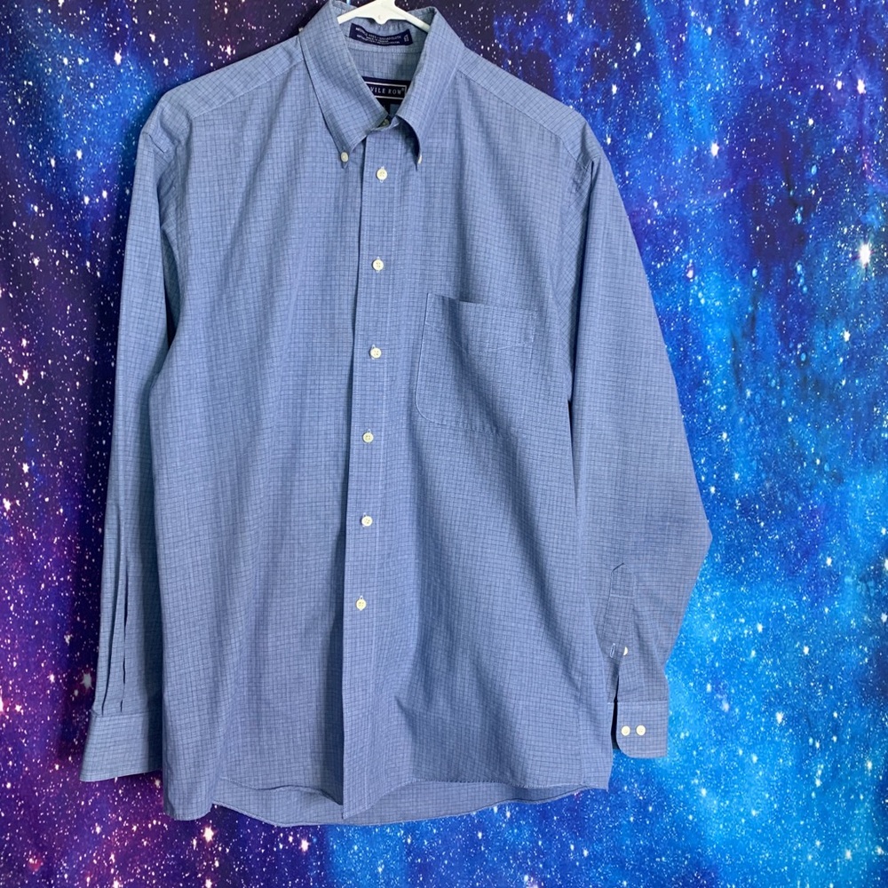 Savile Row-Blue Square Print Button Down size 15.5